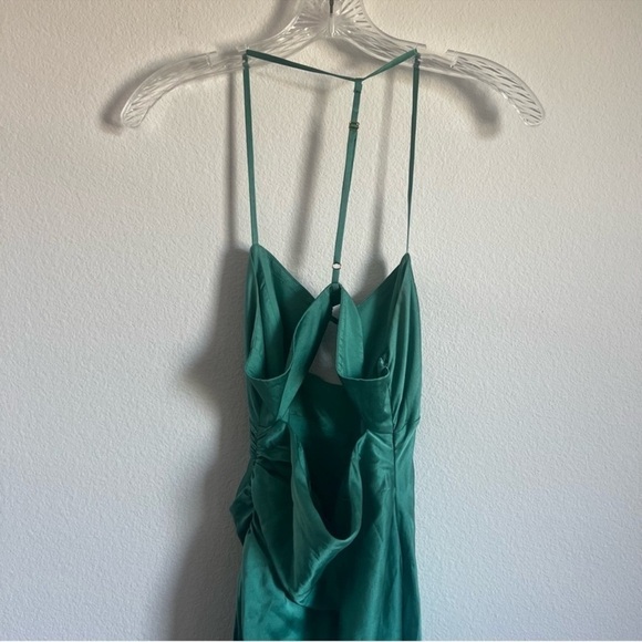The Sei Cut Out Ruched Silk Midi Dress in Jade Size: 2 - Picture 11 of 16